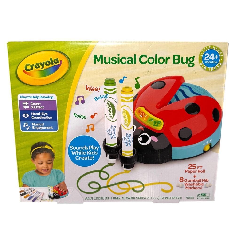 Crayola Musical Color Bug Ladybug Toddler Art Toy Washable Marker Set NEW